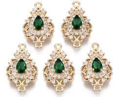 Luxe Bedel met Zirkonia 20x12mm Druppel Groen Wit