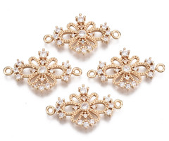 Luxury Charm with Zirconia 26x15mm Flower White