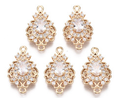 Luxury Charm with Zirconia 20x12mm Drop White