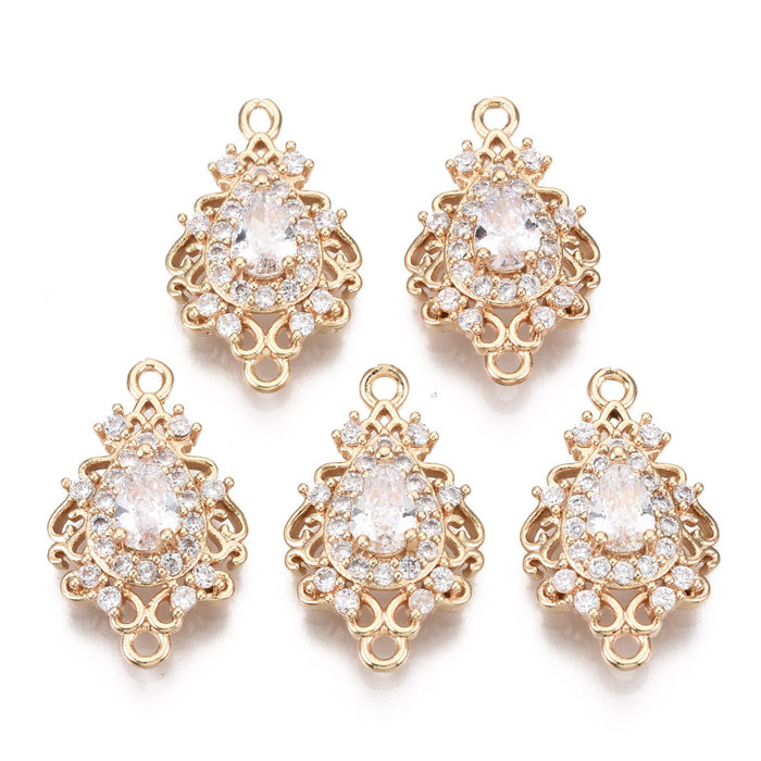 Luxury Charm with Zirconia 20x12mm Drop White