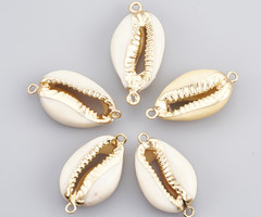 Kauri Shell Link Beige Gold Plated 30x15mm