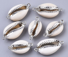 Kauri Schelp Tussenzetsel Zilver Beige 25x12mm