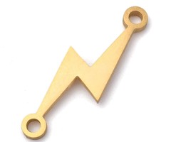 Stainless Steel Tussenzetsel Bliksem Gold Plated 6x21mm