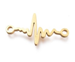 Stainless Steel Cardiogram Connector Gold Plated 11x20mm