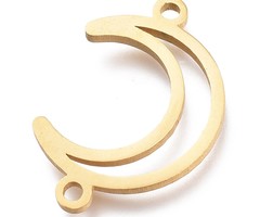 Stainless Steel Tussenzetsel Maan Gold Plated 13.5x20mm