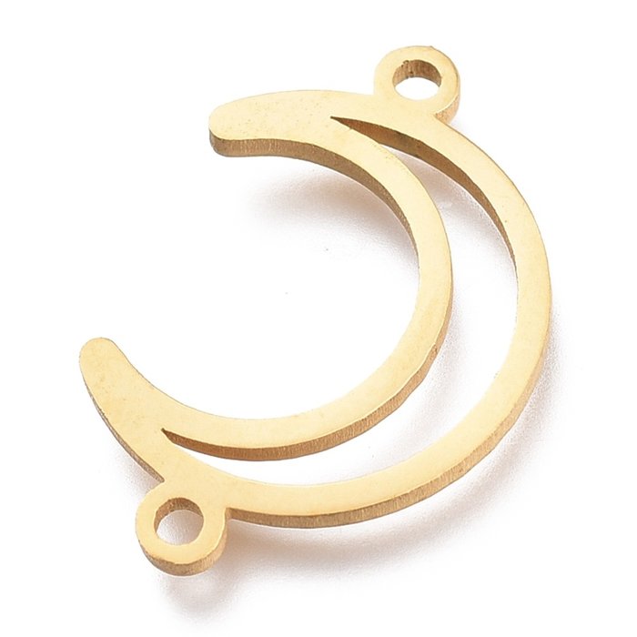 Stainless Steel Moon Connector Gold Plated 13.5x20mm