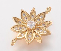 Luxury Link with Zirconia 20.5x14mm Flower Gold Plated
