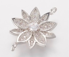 Luxe Tussenzetsel met Zirkonia 20.5x14mm Bloem Zilver