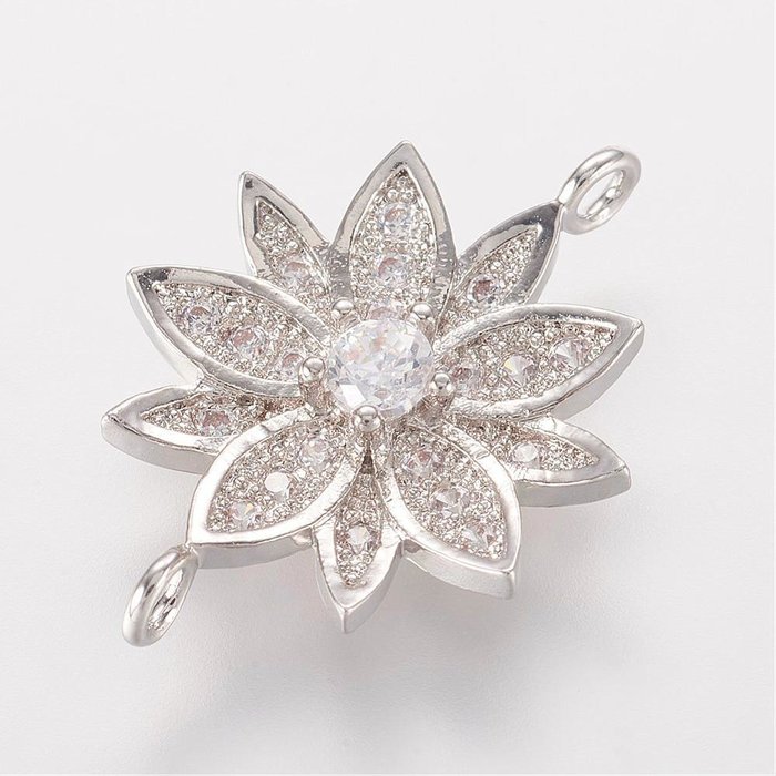 Luxe Tussenzetsel met Zirkonia 20.5x14mm Bloem Zilver