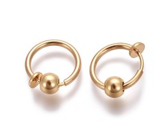 Earring Clip with Bead Electroplate Brass 12.6x0.8~1.6mm Gold Plated