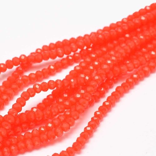80 pieces Faceted Beads Red 3x2mm 