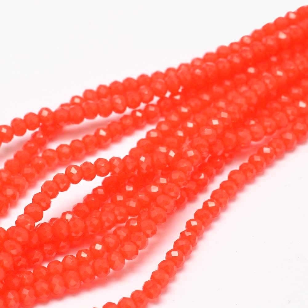 Faceted Glassbeads Coral Red 3x2mm, 100 pieces