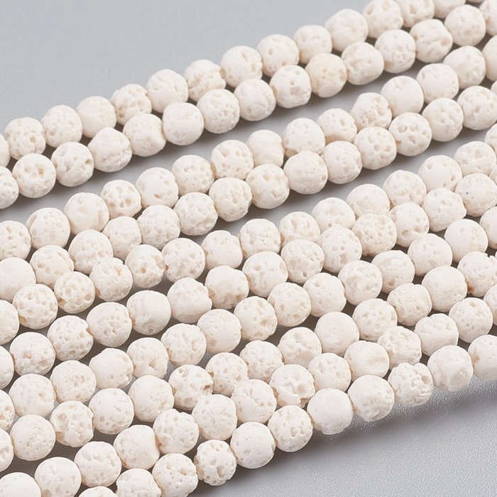 Natural Lava Beads White 4.5mm, strand 40cm, 80 pieces