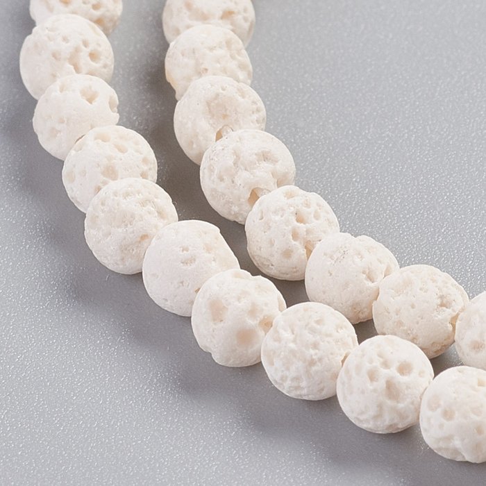 Natural Lava Beads White 4.5mm, strand 40cm, 80 pieces