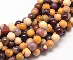 Natural Mookaite Beads 6mm, strand of 38cm, 52 pieces