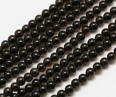 Natural  Obsidian Gemstone Beads 2mm, strand 40cm, 174 pieces