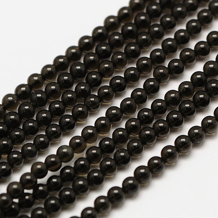 Natural  Obsidian Gemstone Beads 2mm, strand 40cm, 174 pieces