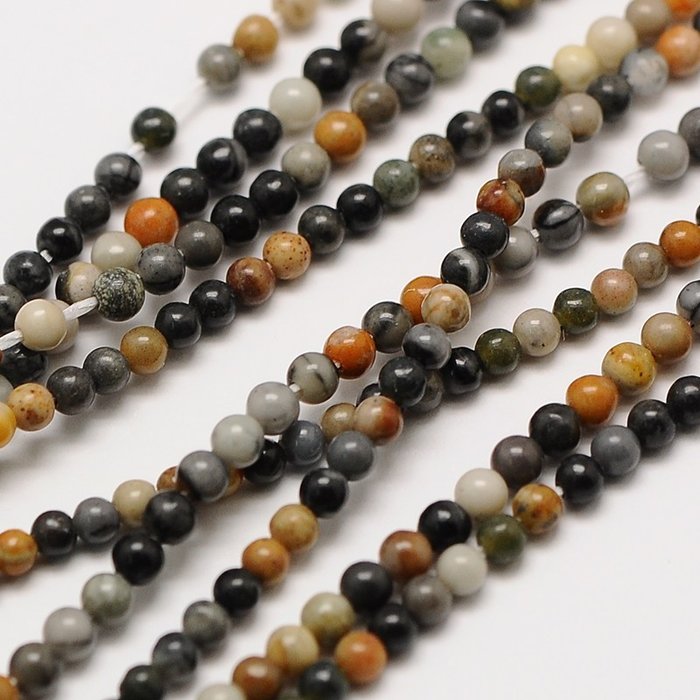 Natural  Picasso Jasper Gemstone Beads 2mm, strand 40cm, 174 pieces