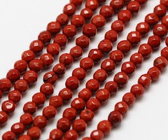 Natural Red Jasper Gemstone Faceted Beads 2mm, strand 39cm, 180 pieces