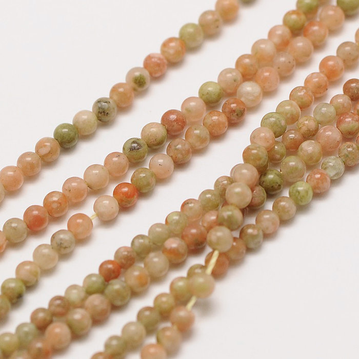 Natural Light Unakite Gemstone Beads 2mm, strand 40cm, 174 pieces