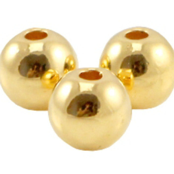 8 pieces Designer Quality Round Beads 6mm Nickel Free Gold Plated