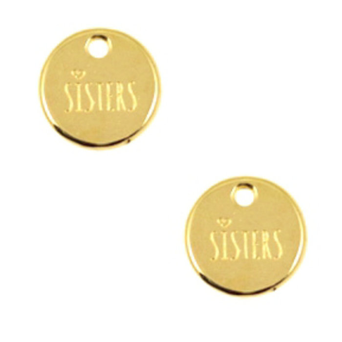 Designer Quality Charm Sisters Round Gold Plated Nickel Free 12mm