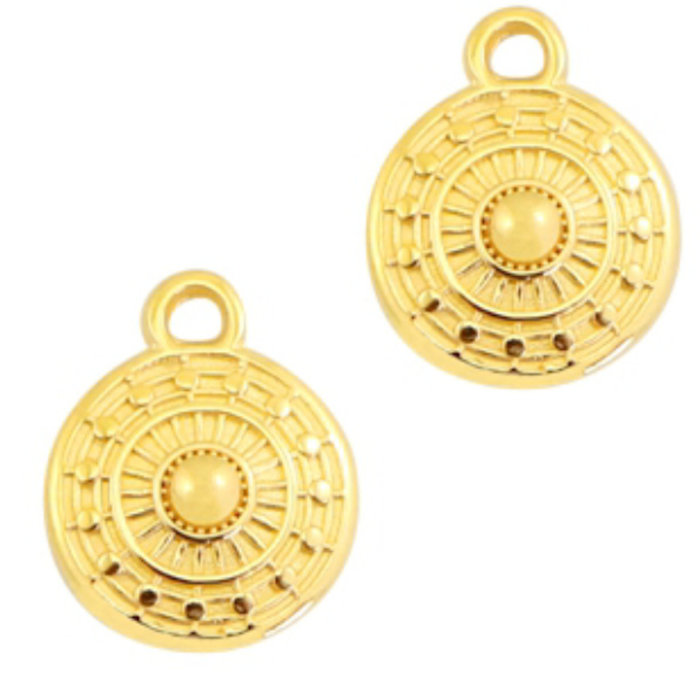 Designer Quality Bohemian Bedel Rond Gold Plated Nikkelvrij 11x9mm
