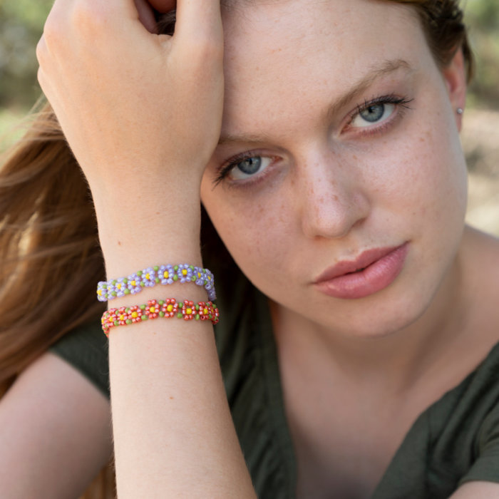 How To Make A Flower Beadwork Bracelet With Seed beads inspi337