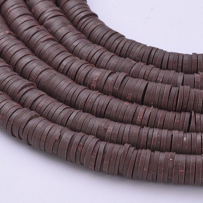 Katsuki Fimo Klei Disc Kralen 6mm Donker Bruin, streng 350 stuks