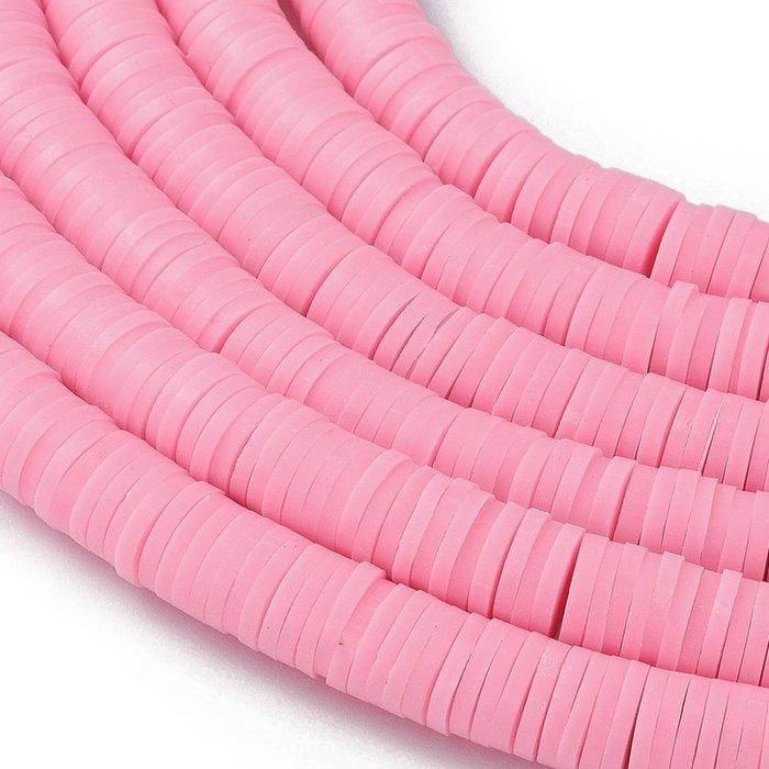 Katsuki Fimo Klei Disc Kralen 6mm Candy Roze, streng 350 stuks