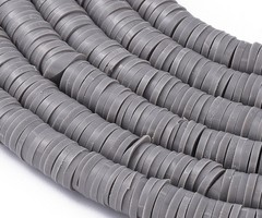 Katsuki Fimo Disc Beads 6mm Grey, strand 350 pieces