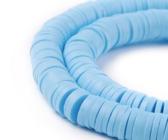 Katsuki Fimo Disc Beads 6mm Light Blue, strand 350 pieces
