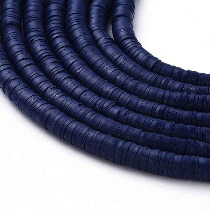 Katsuki Fimo Clay Disc Beads 6mm Dark Blue, strand 350 pieces
