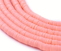Katsuki Fimo Disc Beads 6mm Pink, strand 350 pieces