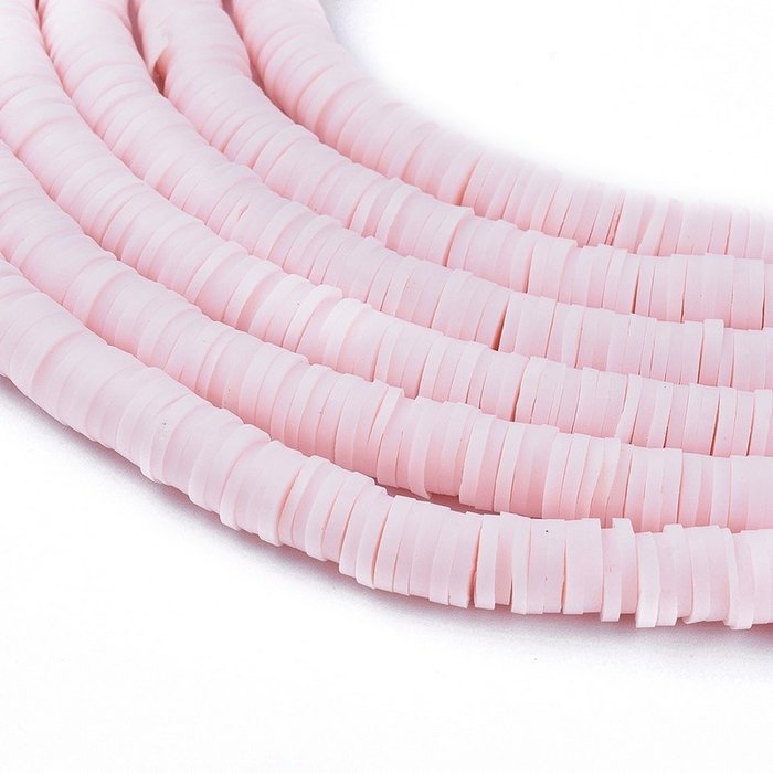 Katsuki Fimo Clay Disc Beads 6mm Light Pink, strand 350 pieces