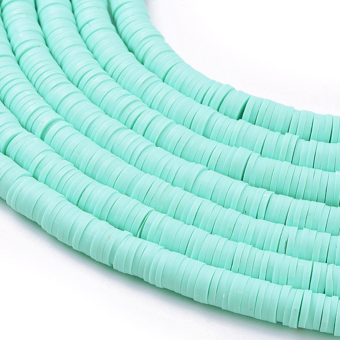 Katsuki Fimo Clay Disc Beads 6mm Mint, strand 350 pieces