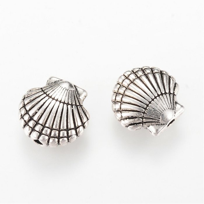 Shell Beads Antique Silver 14x14.5mm, 6 pieces