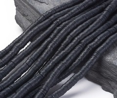 Katsuki Fimo Clay Disc Beads 5mm Black, strand 350 pieces