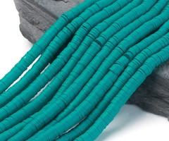 Katsuki Fimo Clay Disc Beads 6mm Cyan, strand 350 pieces