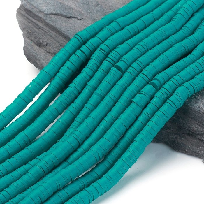 Katsuki Fimo Clay Disc Beads 6mm Cyan, strand 350 pieces