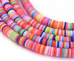Katsuki Fimo Clay Disc Beads 6mm Mix Color, strand 350 pieces