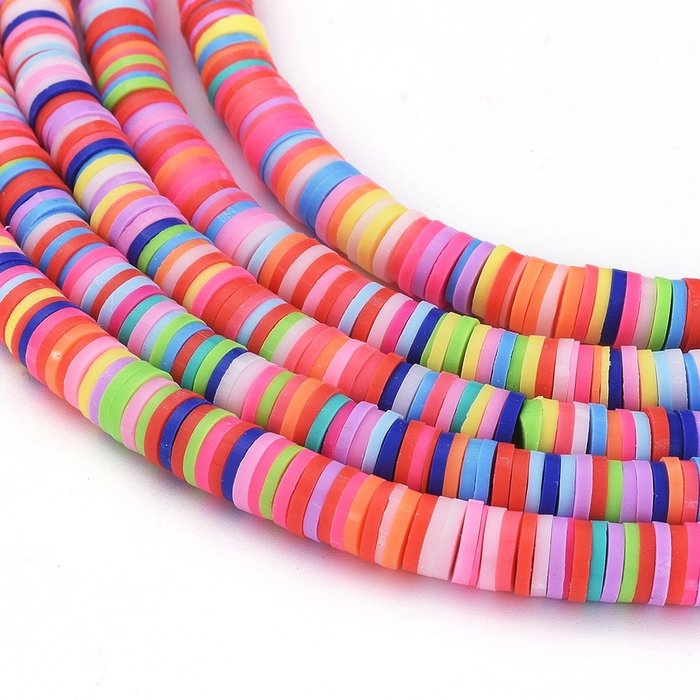 Katsuki Fimo Clay Disc Beads 6mm Mix Color, strand 350 pieces