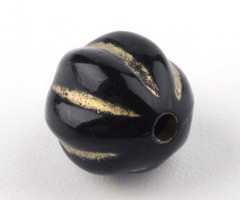 20 Pieces Vintage Acryl Beads Round Metallic Gold Black 8mm