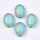 Vintage Acryl Beads Oval Turquoise Gold 18x13mm, 6 pieces