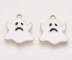 Ghost Charm Gold Plated White 20.5x18mm
