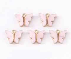 Butterfly Charm Acrylic Pink 14x16.5mm