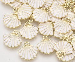 Bedel Schelp Gold Plated Wit 13x13mm
