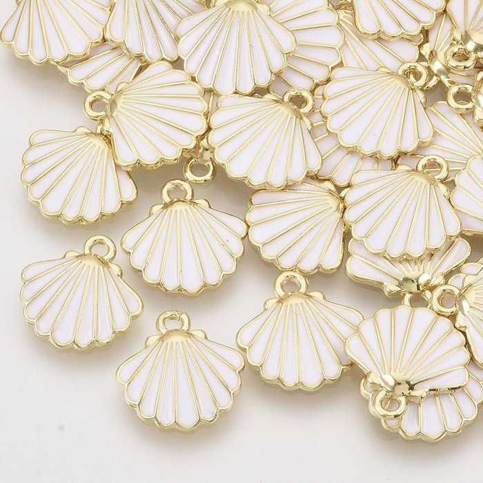 1023 Bedel Schelp Goud Plated Wit 13x13mm