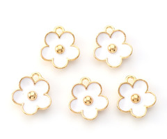 Bedel Bloem Goud Wit 13x11.5mm