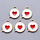 Heart in Circle Charm Gold White Red 17x14mm